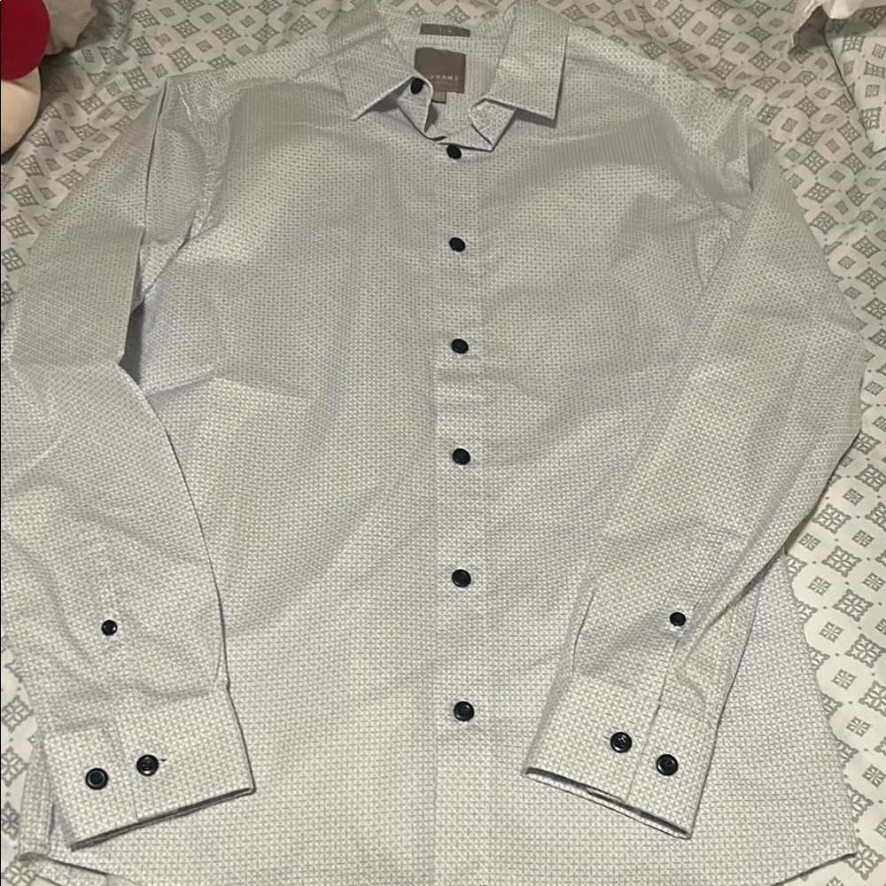 a Frame Gray & White Dress Shirt - XS